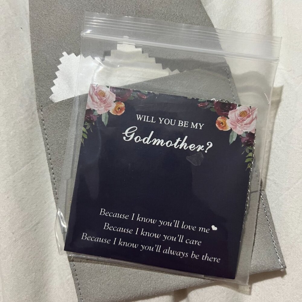 π· *NWT*Will You Be My Godmother? Infinity Cross Necklace - Silver & Rose Gold β¨ - Picture 4 of 8